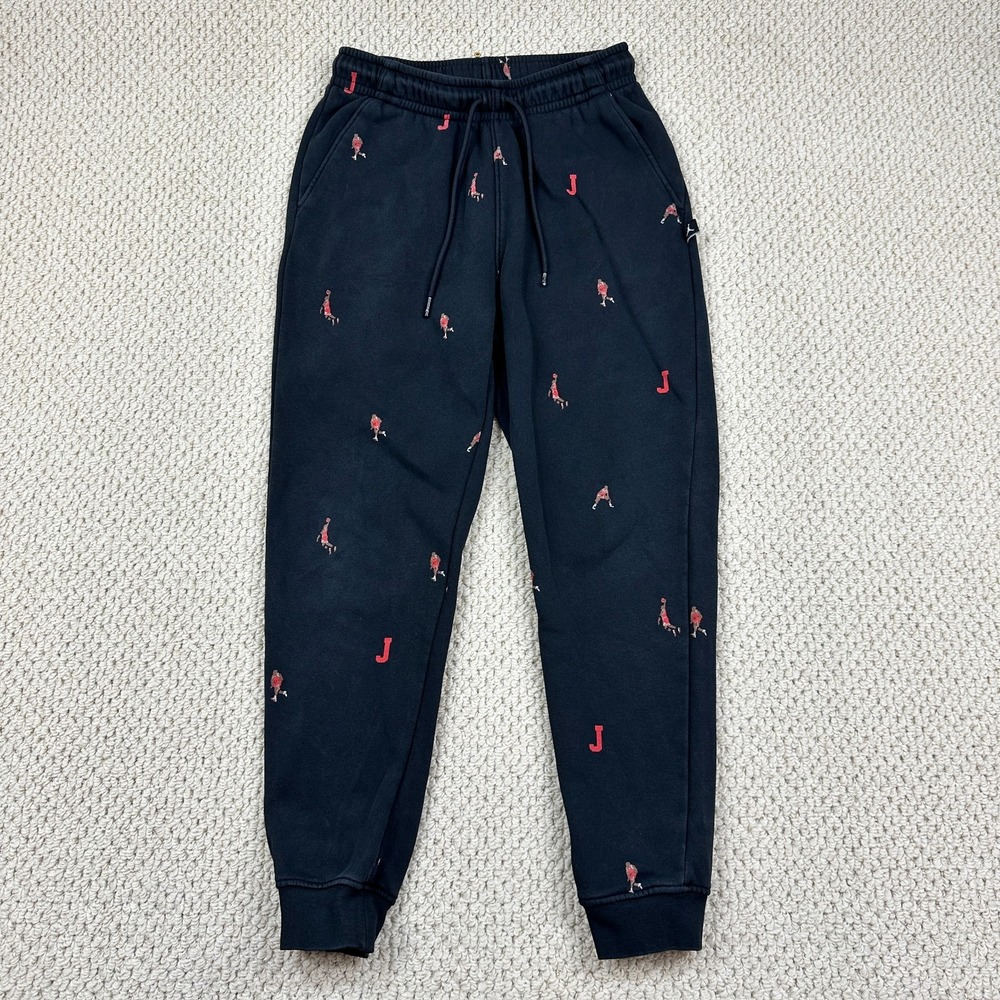 Nike Air Jordan Essentials Holiday Fleece Pants Mens S Black Mini MJ AOP Joggers